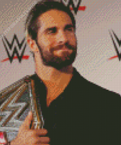 Seth Rollins With WWE Belt Diamond Painting