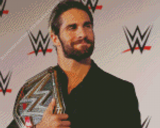 Seth Rollins With WWE Belt Diamond Painting