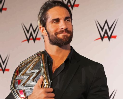 Seth Rollins With WWE Belt Diamond Painting