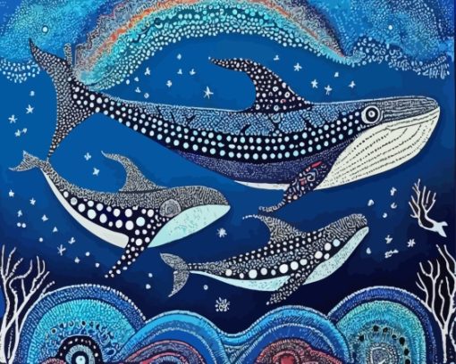 Sharks Aboriginal Diamond Painting