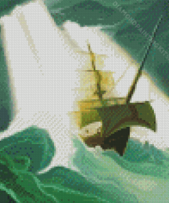 Ship In Storm Art Diamond Painting