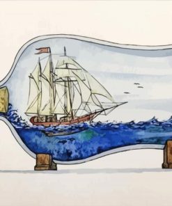 Ship In Bottle Of Water Art Diamond Painting