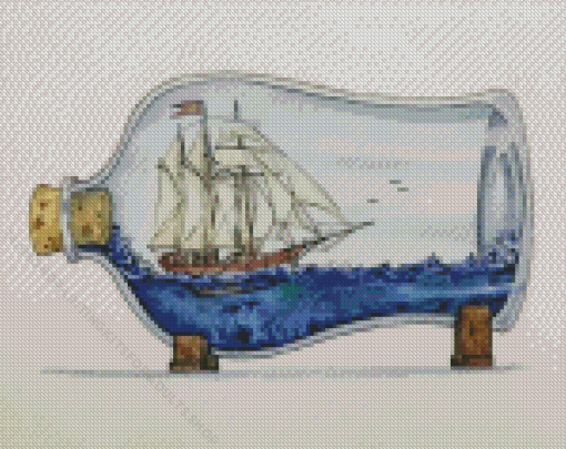 Ship In Bottle Of Water Art Diamond Painting