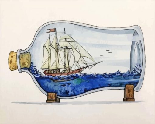 Ship In Bottle Of Water Art Diamond Painting