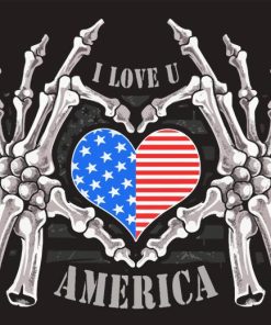 Skull Love You America Diamond Painting