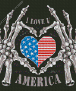 Skull Love You America Diamond Painting