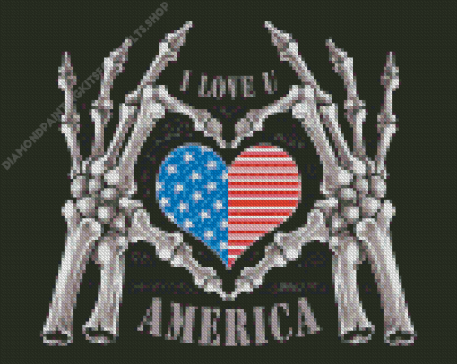 Skull Love You America Diamond Painting