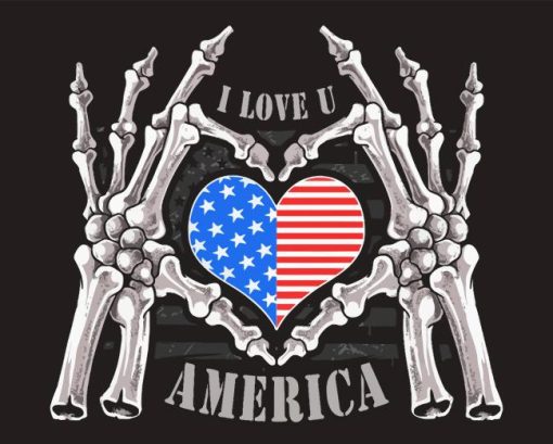 Skull Love You America Diamond Painting