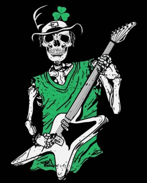 St Patricks Day Rock And Roll Skeleton Diamond Painting