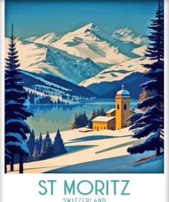 Switzerland Saint Moritz Poster Diamond Painting