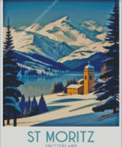 Switzerland Saint Moritz Poster Diamond Painting