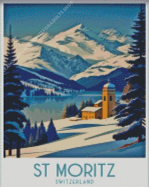 Switzerland Saint Moritz Poster Diamond Painting