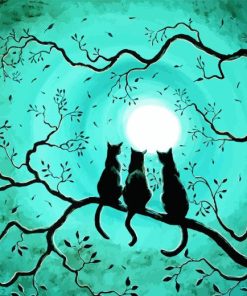 Three Cats Moon Diamond Painting