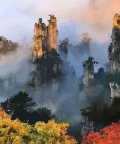 Tianzi Mountain In Autumn Diamond Painting