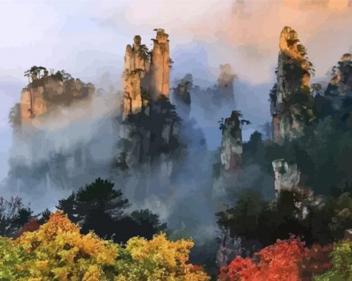 Tianzi Mountain In Autumn Diamond Painting