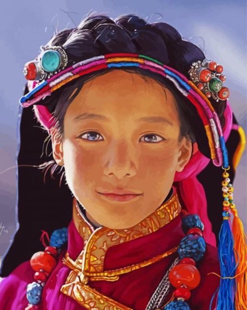 Tibet Girl Illustration Diamond Painting