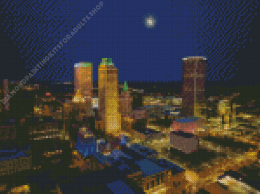 Tulsa City At Night Diamond Painting