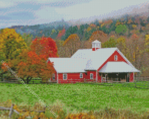 Vermont Autumn Farm Diamond Painting