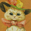 Victorian Cat In Hat Diamond Painting