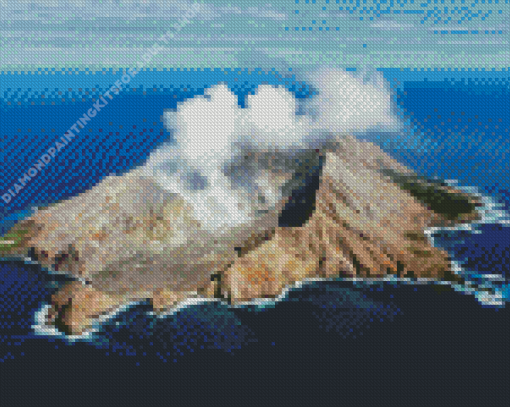 Volcano In Middle Of Ocean Diamond Painting