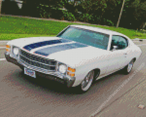 White 1971 Chevelle Diamond Painting