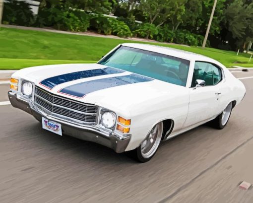 White 1971 Chevelle Diamond Painting