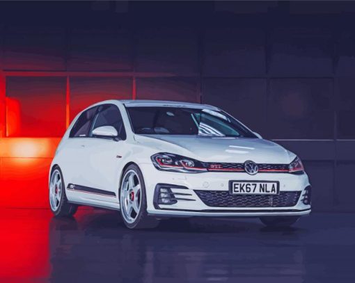 White Mk7 Golf Car Diamond Painting