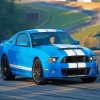 White And Blue Mustang Sport Car Diamond Painting