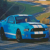 White And Blue Mustang Sport Car Diamond Painting