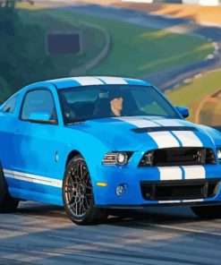 White And Blue Mustang Sport Car Diamond Painting