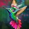 Woman Riding Hummingbird Diamond Painting