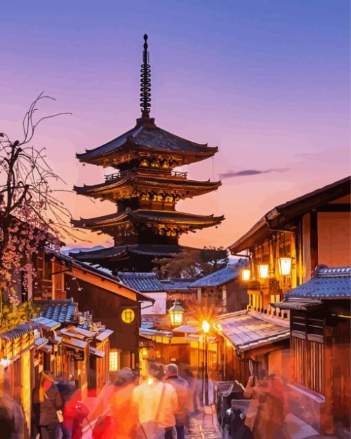 Yasaka Pagoda At Sunset Kyoto Japan Diamond Painting