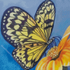 Yellow Monarch Butterfly And Flower Diamond Painting