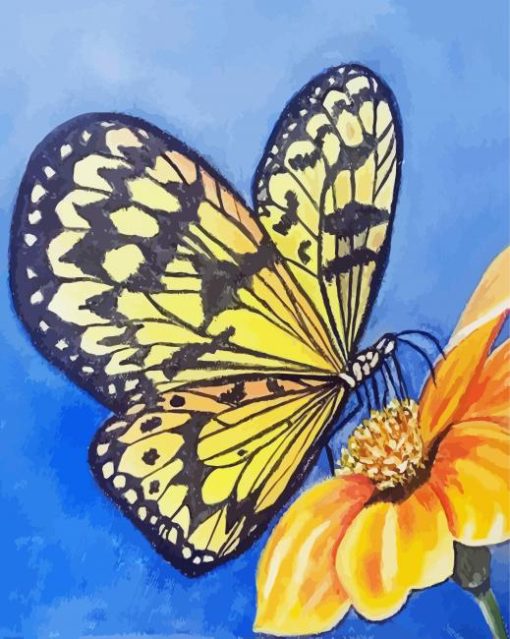 Yellow Monarch Butterfly And Flower Diamond Painting