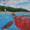 Abstract Red Turtle Diamond Painting