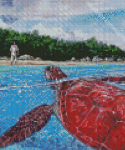 Abstract Red Turtle Diamond Painting