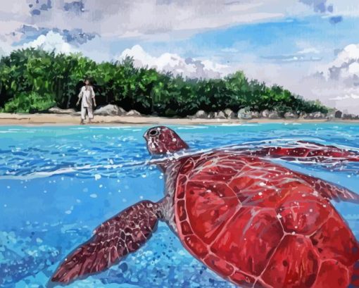 Abstract Red Turtle Diamond Painting