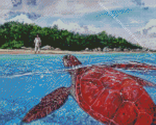 Abstract Red Turtle Diamond Painting