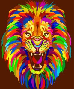 Abstract Multicolored Lion Diamond Painting