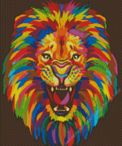 Abstract Multicolored Lion Diamond Painting