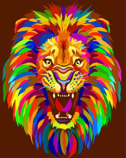 Abstract Multicolored Lion Diamond Painting