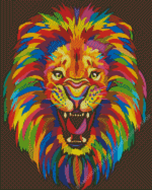 Abstract Multicolored Lion Diamond Painting