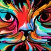 Abstract Rainbow Cat Face Diamond Painting