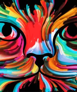 Abstract Rainbow Cat Face Diamond Painting