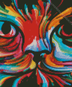 Abstract Rainbow Cat Face Diamond Painting