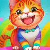 Adorable Colorful Cartoon Cat Diamond Painting