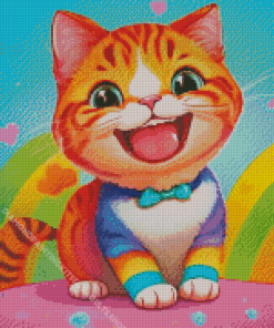 Adorable Colorful Cartoon Cat Diamond Painting