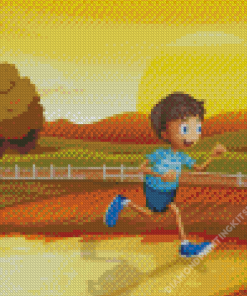 Aesthetic Cartoon Boy Running Diamond Painting