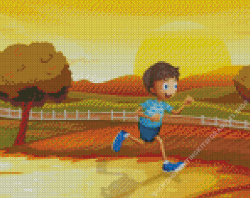 Aesthetic Cartoon Boy Running Diamond Painting