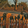 African Elephants In Botswana Diamond Painting